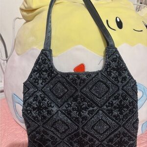 Elegant Navy Blue Beaded Women's Bag